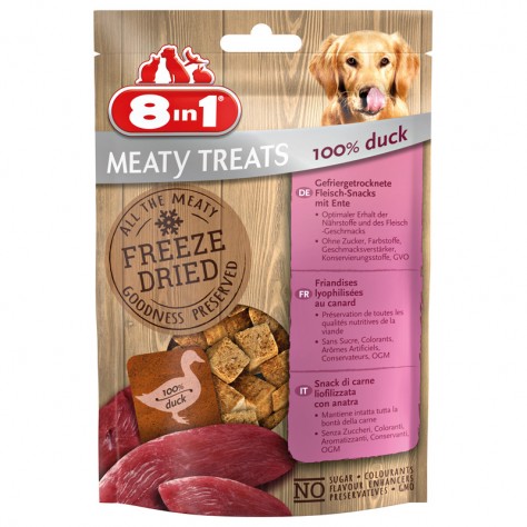 8IN1 MEATY TREATS SNACK LIOFILIZZATO 100% PETTO D'ANATRA 50 G